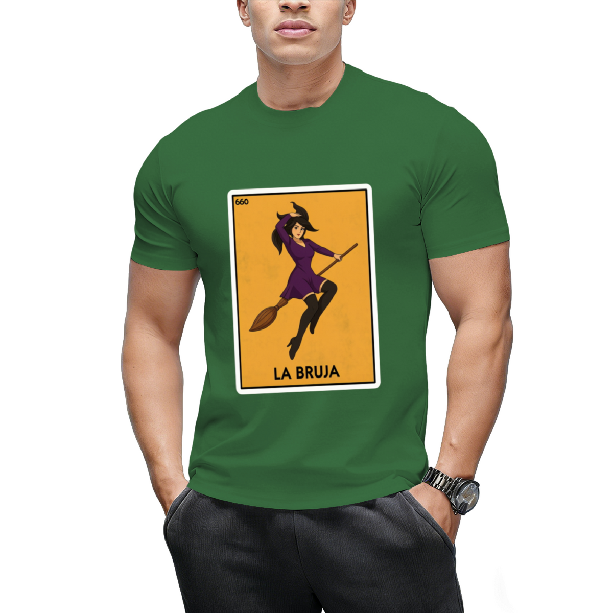 La Bruja the Witch Halloween Mexican Card Game Funny Graphic T-Shirt