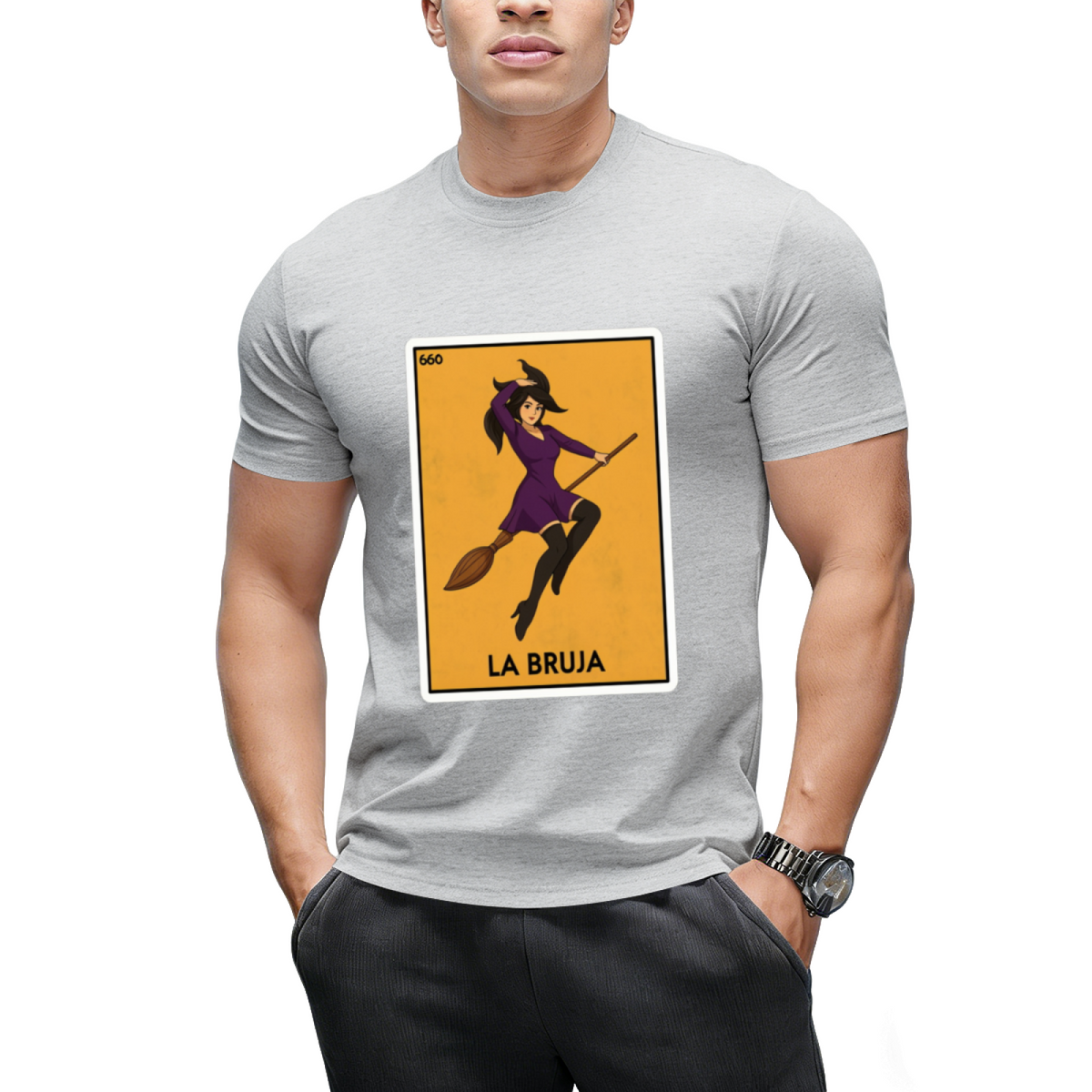 La Bruja the Witch Halloween Mexican Card Game Funny Graphic T-Shirt