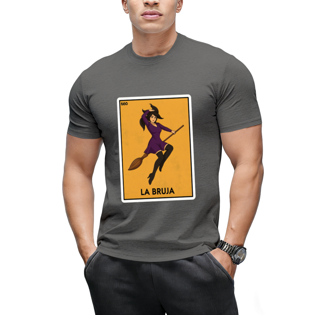 La Bruja the Witch Halloween Mexican Card Game Funny Graphic T-Shirt