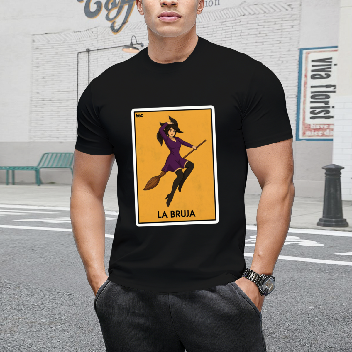 La Bruja the Witch Halloween Mexican Card Game Funny Graphic T-Shirt