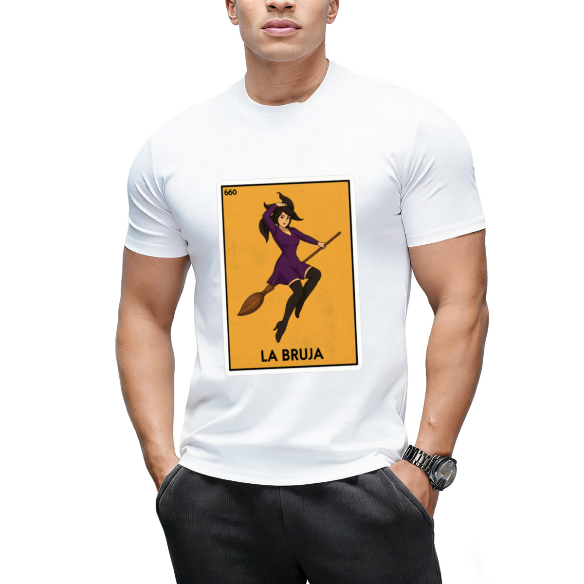 La Bruja the Witch Halloween Mexican Card Game Funny Graphic T-Shirt