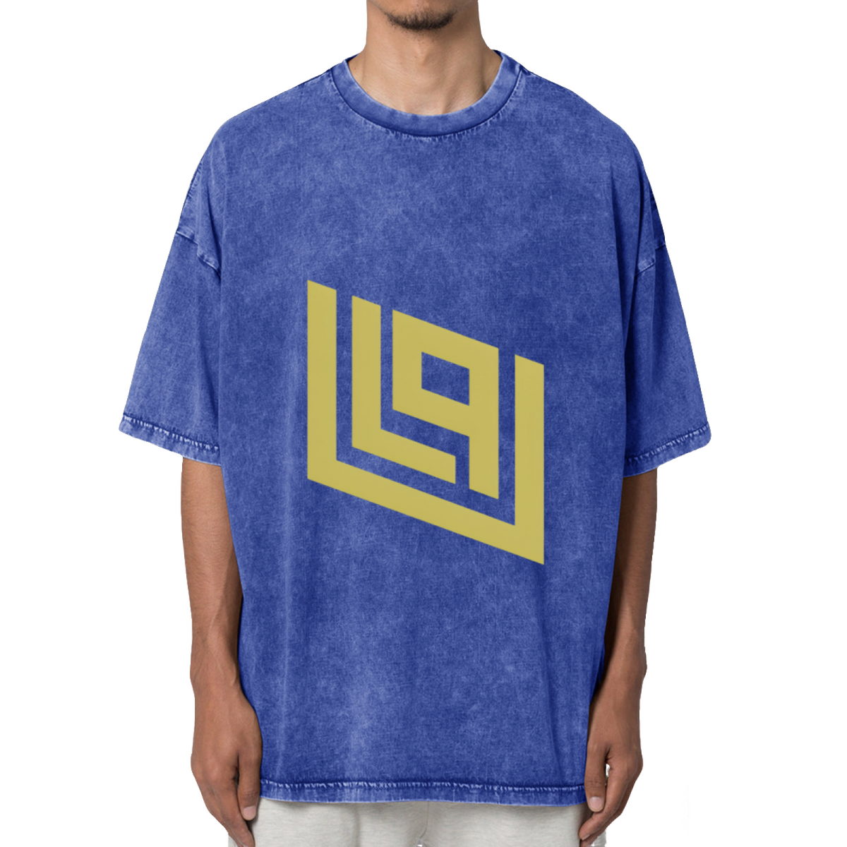 Gold Geometric Emblem Washed Graphic T-Shirt