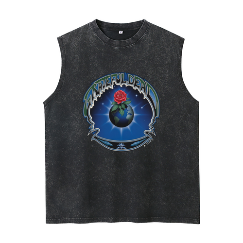 Grateful Dead washed graphic tank top with Earth Rose Tie Dye graphic