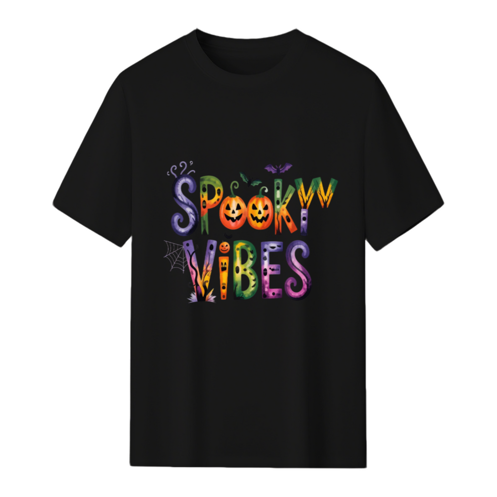 Spooky Vibes Pumpkin Halloween Graphic T-Shirt