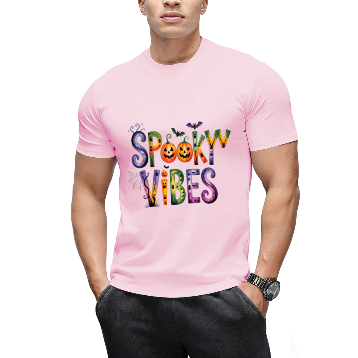 Spooky Vibes Pumpkin Halloween Graphic T-Shirt