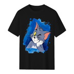 Tom Cat Peeking Blue Brushstroke Graphic Sweatshirt