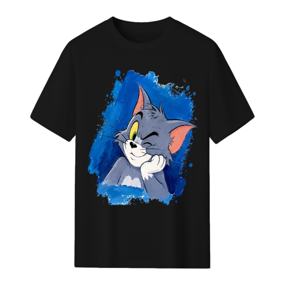 Tom Cat Peeking Blue Brushstroke Graphic Sweatshirt