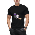 Kawaii Cats on a Broomstick Graphic T-Shirt