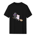 Kawaii Cats on a Broomstick Graphic T-Shirt