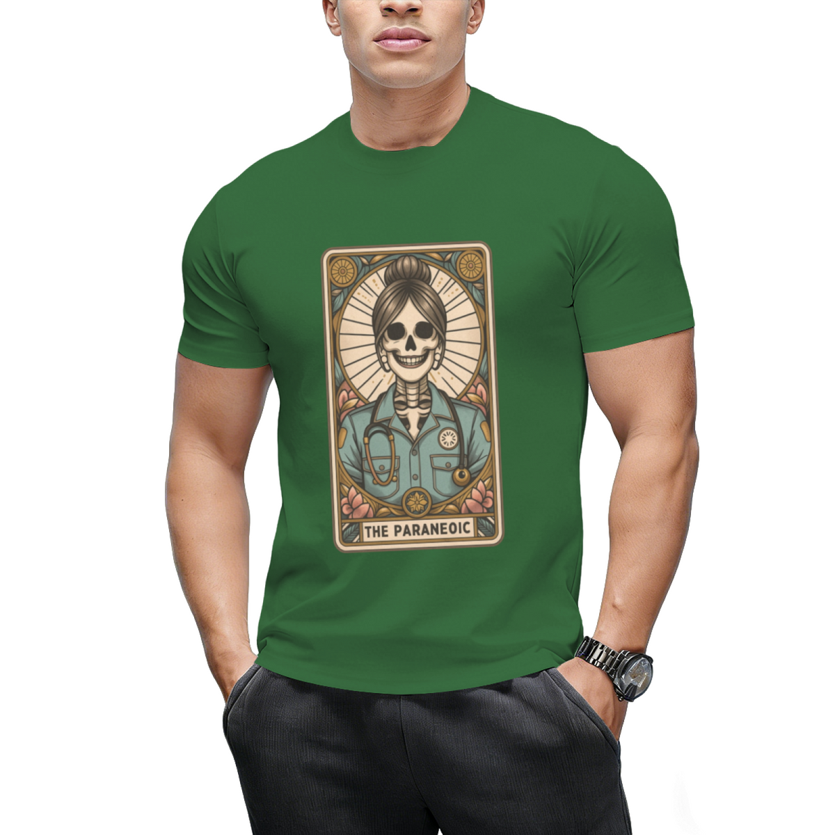 The Paramedic Tarot Card, Witchy Skeleton Paramedic Graphic T-Shirt