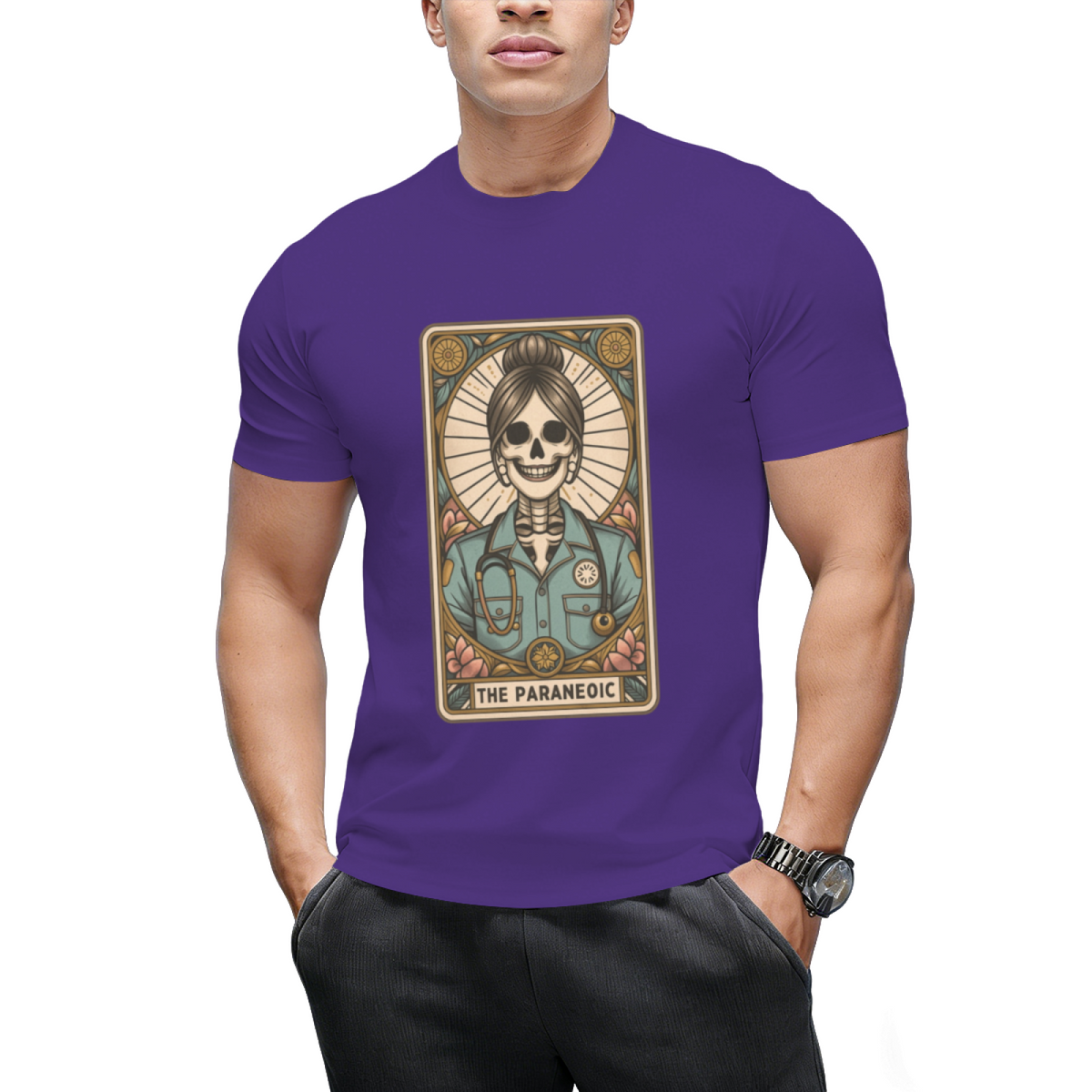 The Paramedic Tarot Card, Witchy Skeleton Paramedic Graphic T-Shirt