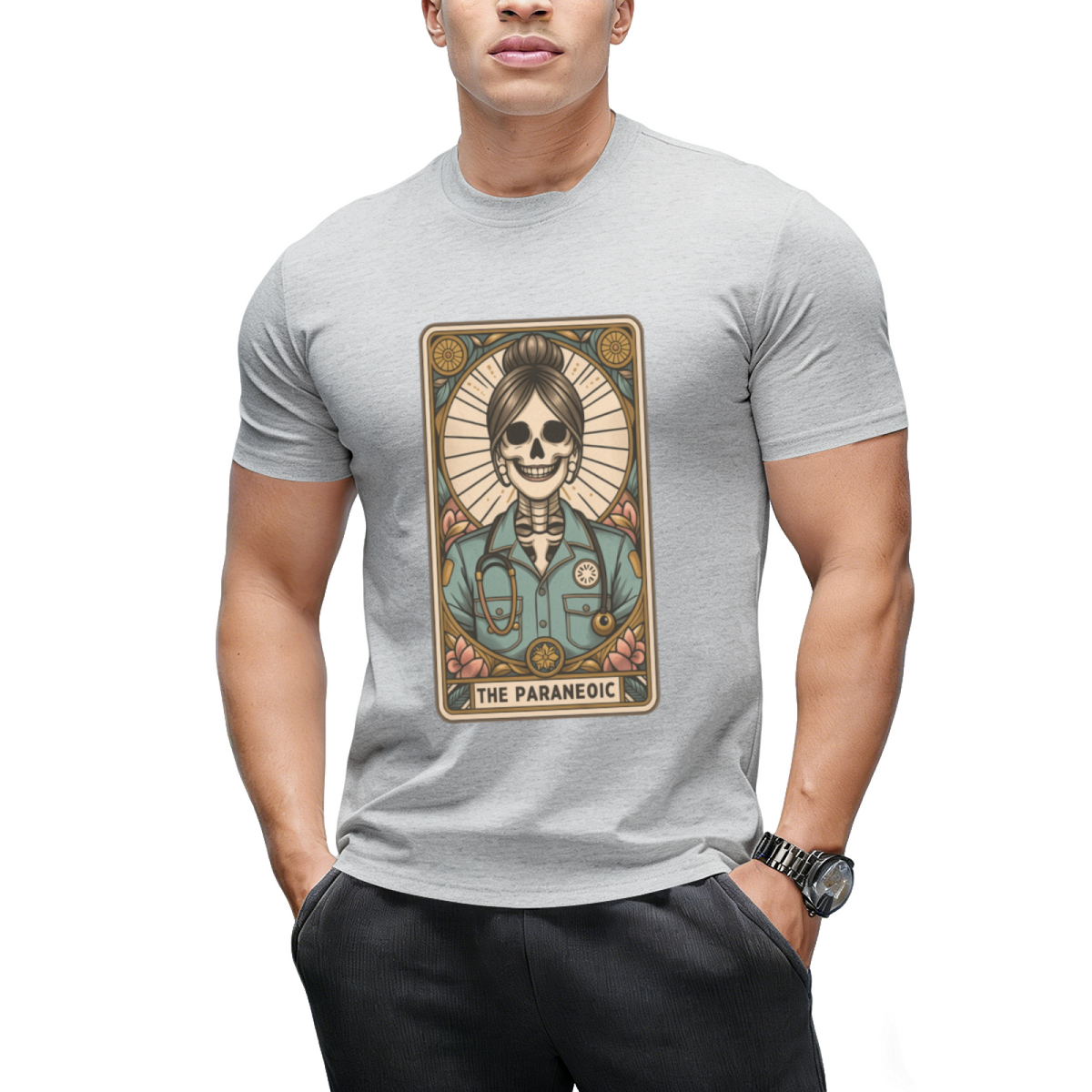 The Paramedic Tarot Card, Witchy Skeleton Paramedic Graphic T-Shirt
