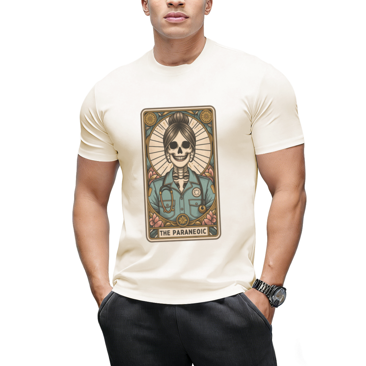 The Paramedic Tarot Card, Witchy Skeleton Paramedic Graphic T-Shirt