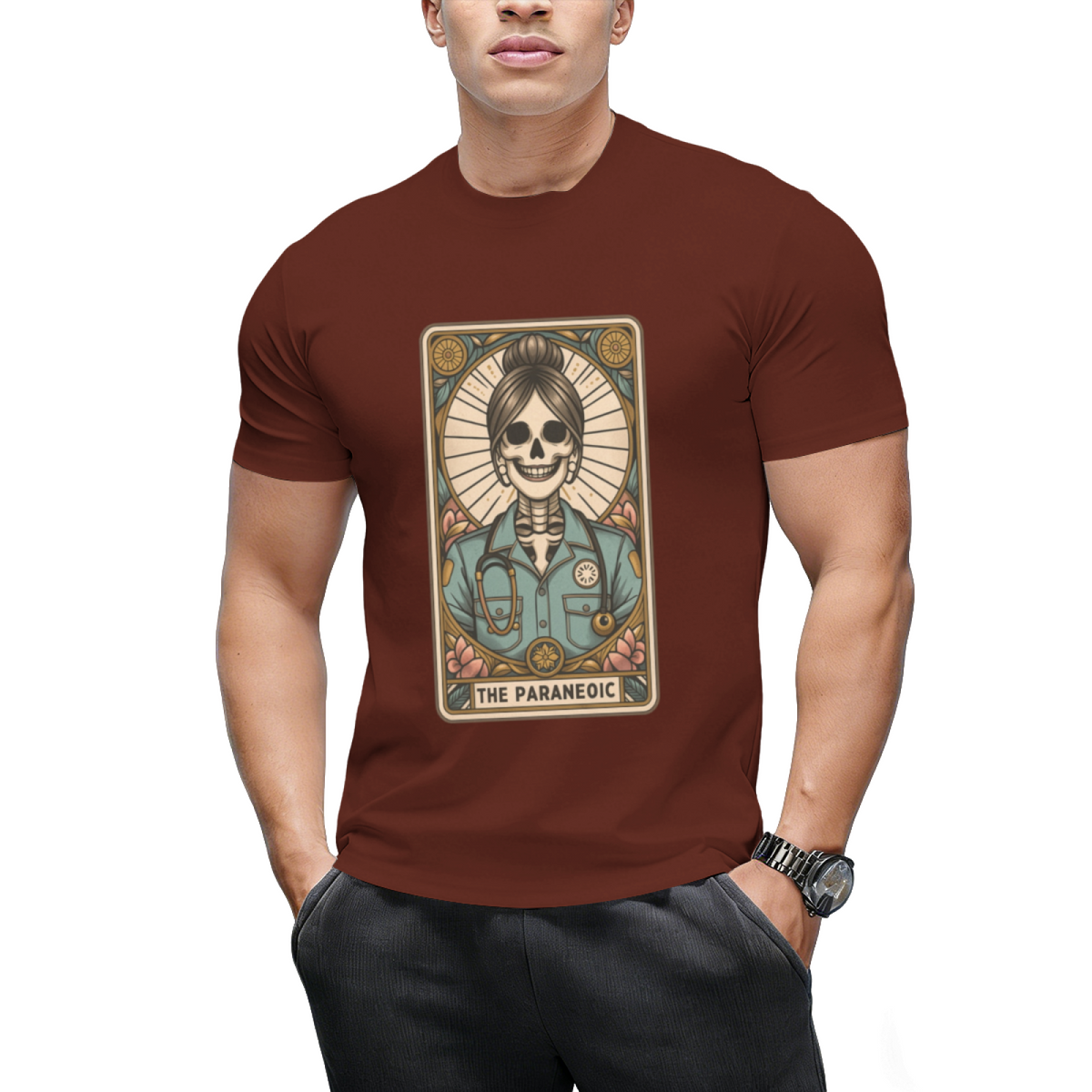 The Paramedic Tarot Card, Witchy Skeleton Paramedic Graphic T-Shirt