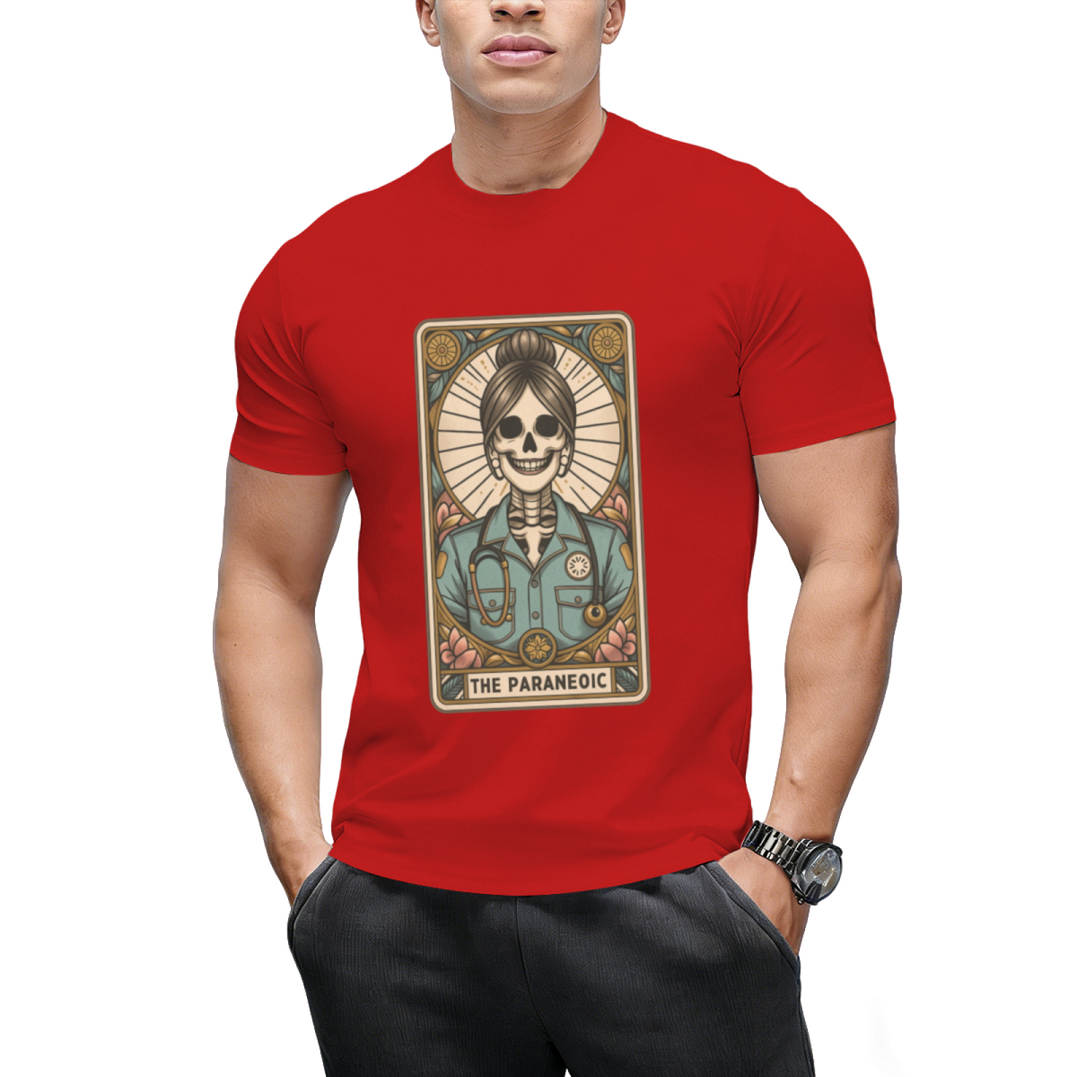 The Paramedic Tarot Card, Witchy Skeleton Paramedic Graphic T-Shirt