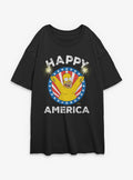 The Simpsons Happy America Homer Girls Oversized T-Shirt