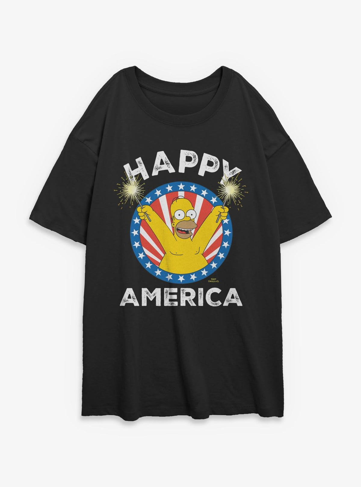 The Simpsons Happy America Homer Girls Oversized T-Shirt