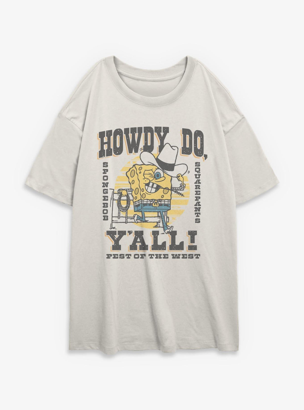 Spongebob Squarepants Howdy Cowboy Girls Oversized T-Shirt