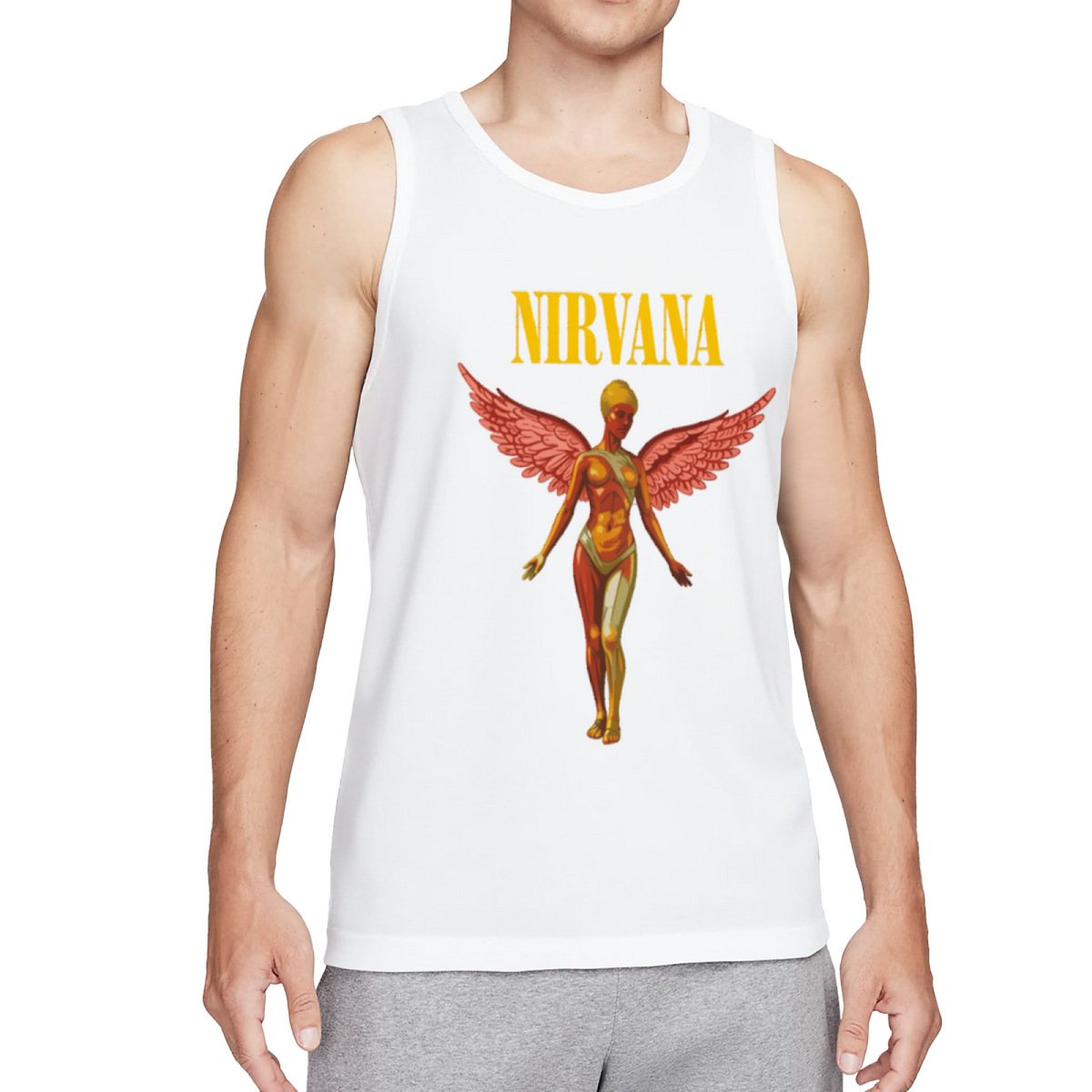 Nirvana In Utero Pink Winged Angel Graphic Tank Top