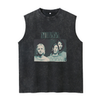 Nirvana Blue Tinted Band Photo Washed Tank Top — product image showing the a blue-tinted Nirvana band photograph design