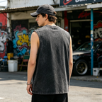 Nirvana Blue Tinted Band Photo Washed Tank Top — product image showing the a blue-tinted Nirvana band photograph design