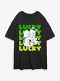 Care Bears Lucky Text Stack Girls Oversized T-Shirt