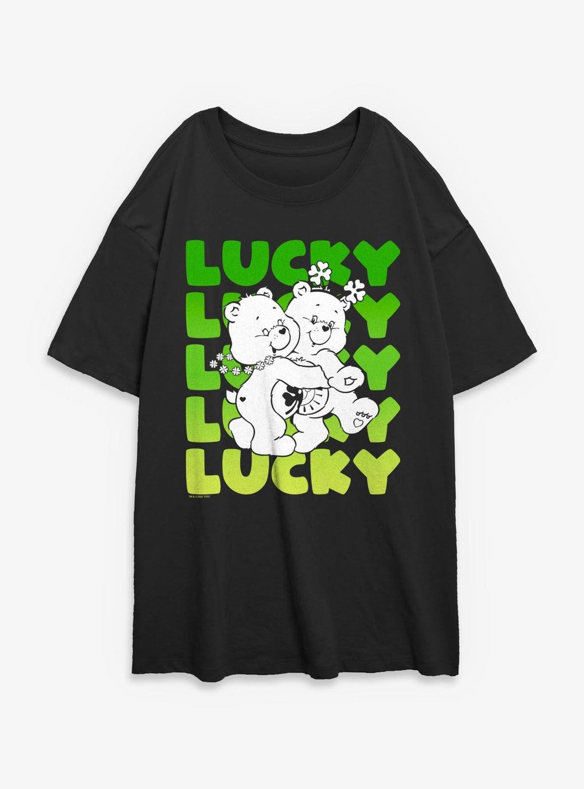 Care Bears Lucky Text Stack Girls Oversized T-Shirt