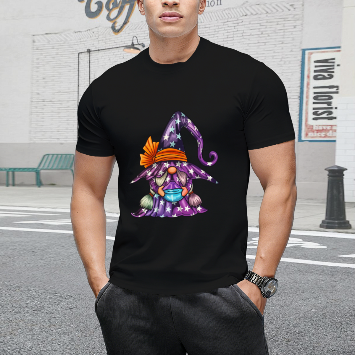 Starry Wizard Gnome Graphic T-Shirt