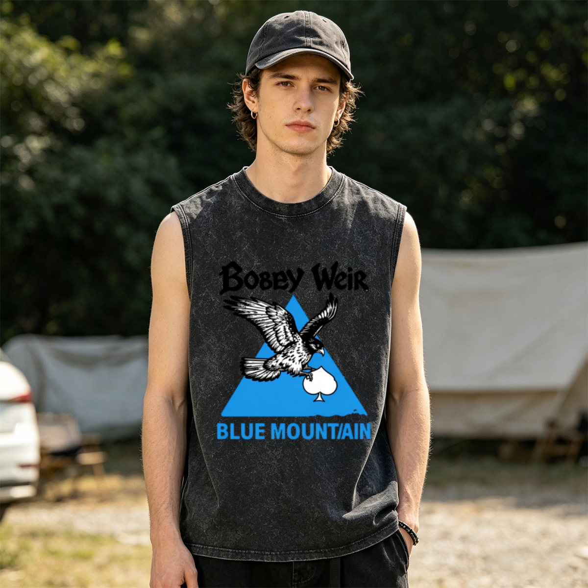 Grateful Dead washed graphic tank top with Blue Mountain Eagle graphic