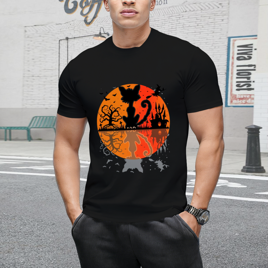 Scary Cat Reflection Graphic T-Shirt
