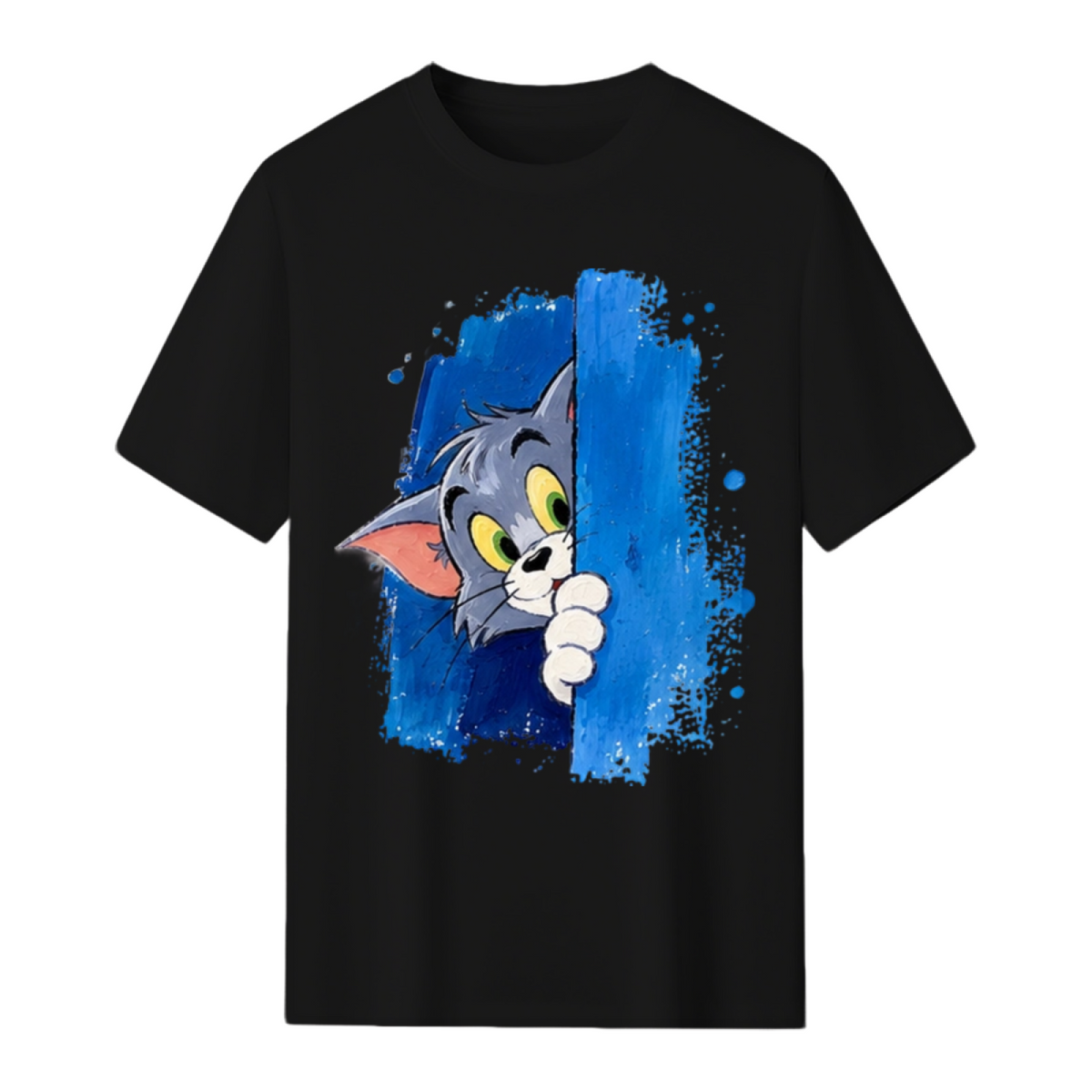 Tom Cat Winking Smirk Blue Paint Graphic Sweatshirt