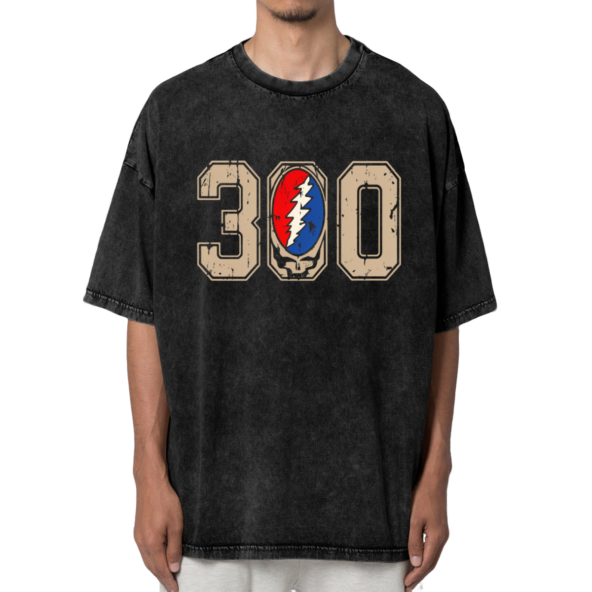Front view of Grateful Dead 300 Thank You Bobby washed graphic T-shirt