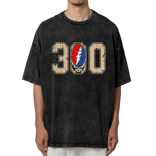 Front view of Grateful Dead 300 Thank You Bobby washed graphic T-shirt