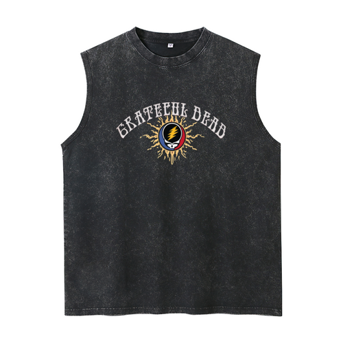 Grateful Dead washed graphic tank top with Flames Steal Your Face graphic