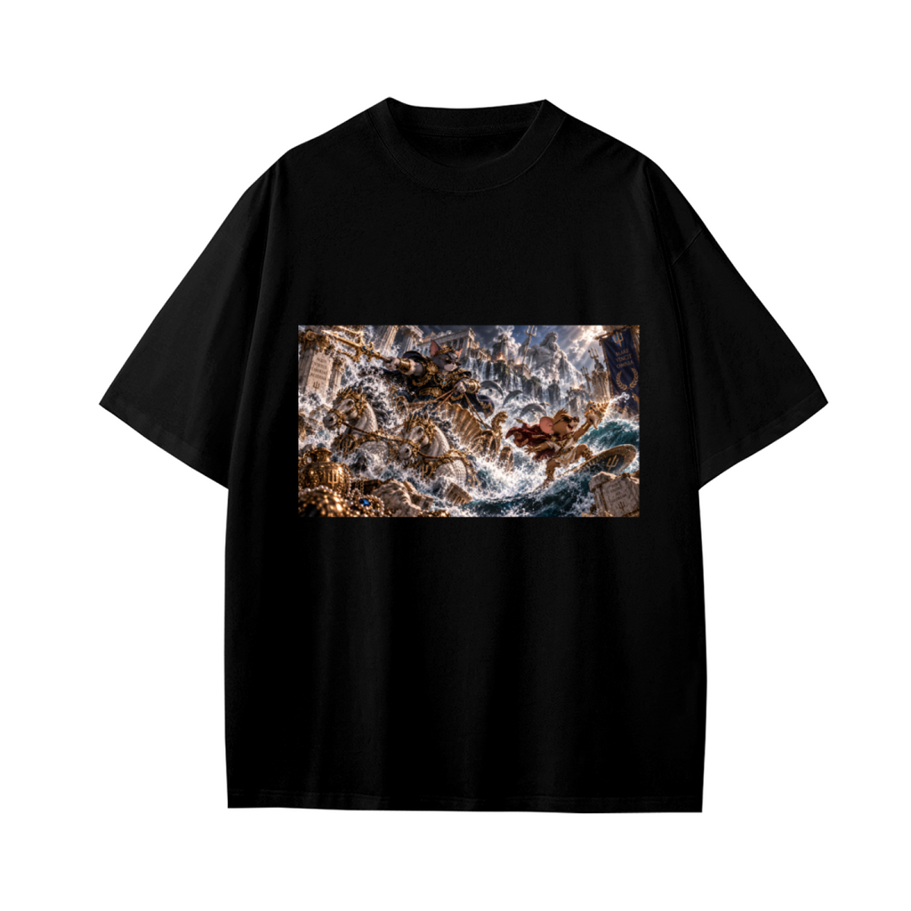 Trident Cat Sea Battle Kid's T-Shirt for Summer Travel