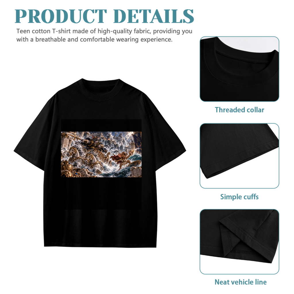 Trident Cat Sea Battle Kid's T-Shirt for Summer Travel