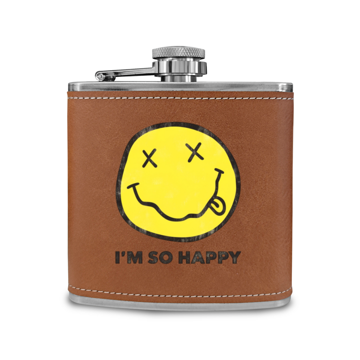 Nirvana I’m So Happy 6oz Vintage Stainless Steel Hip Flask