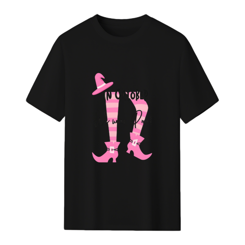 In October We Wear Pink - Breast Cancer Awareness Graphic T-Shirt