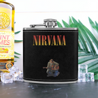 Nirvana MTV Unplugged Dark 6oz vintage-style stainless steel hip flask product image