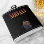 Nirvana MTV Unplugged Dark 6oz vintage-style stainless steel hip flask product image