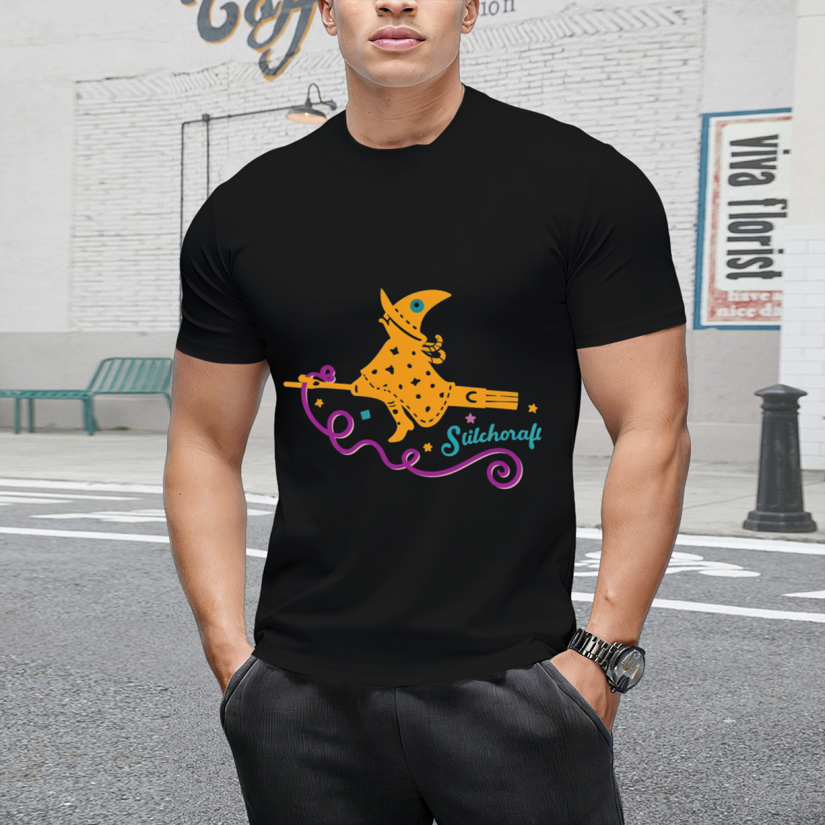 Stitchcraft Seam Ripper Witch Graphic T-Shirt