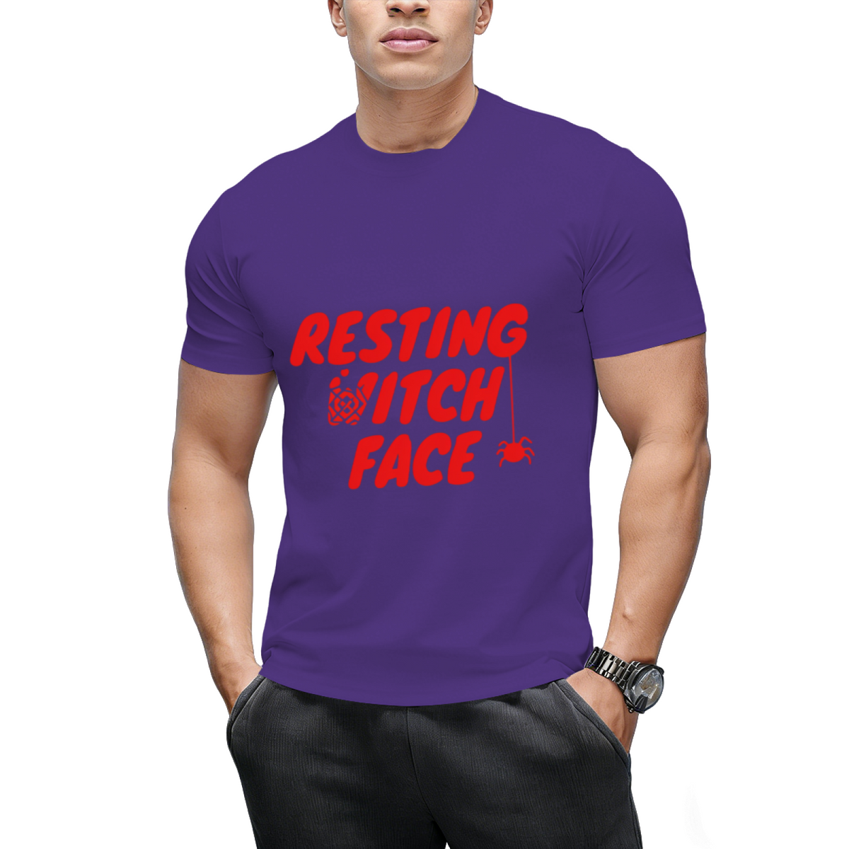 Resting Witch Face Halloween Graphic T-Shirt