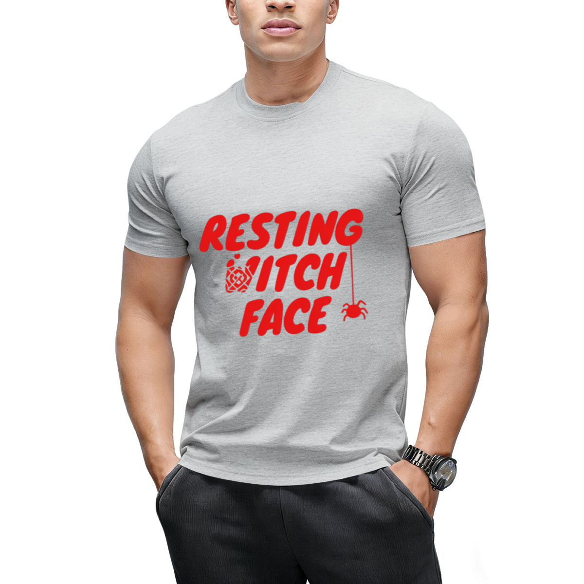 Resting Witch Face Halloween Graphic T-Shirt