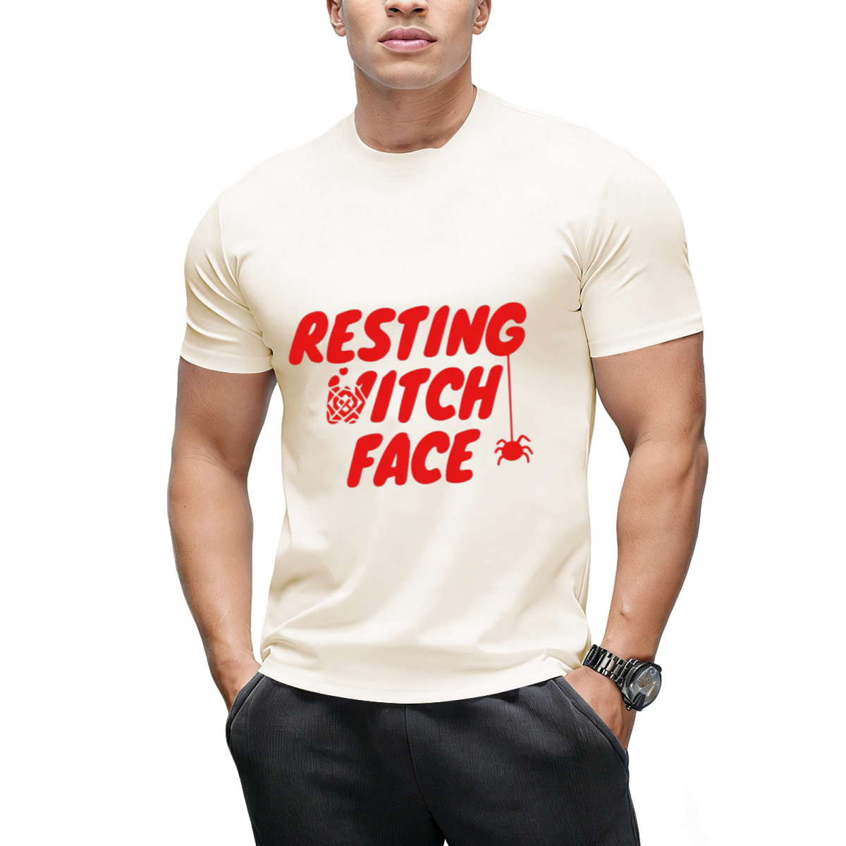 Resting Witch Face Halloween Graphic T-Shirt