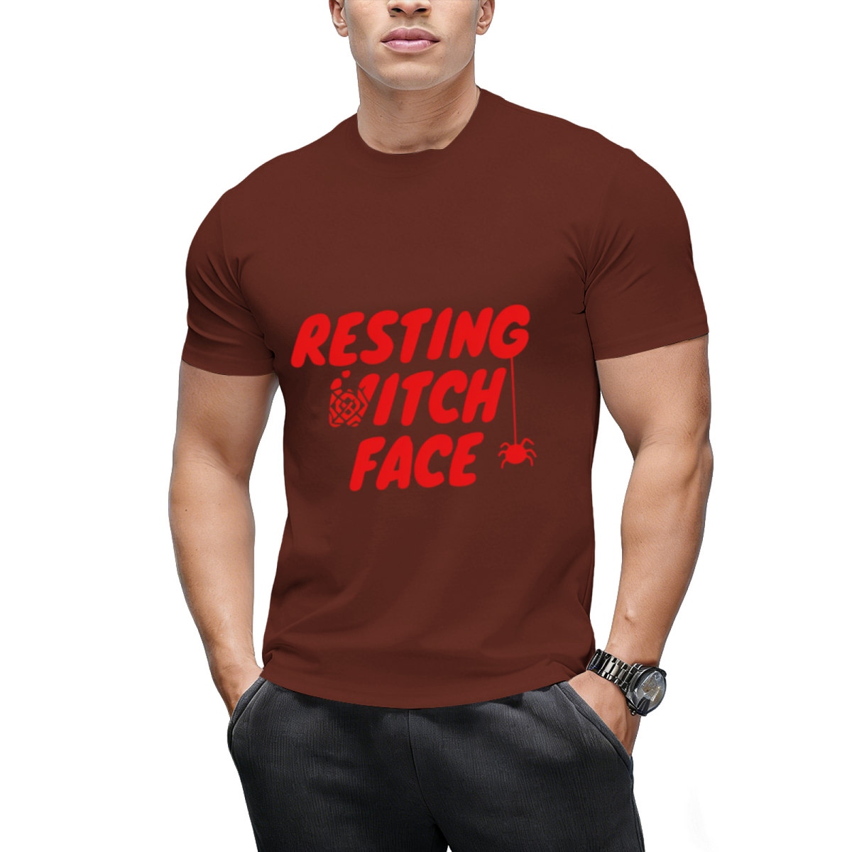 Resting Witch Face Halloween Graphic T-Shirt
