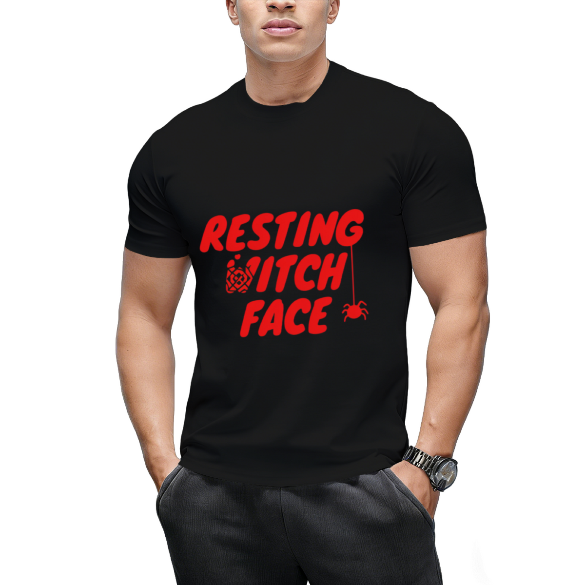 Resting Witch Face Halloween Graphic T-Shirt