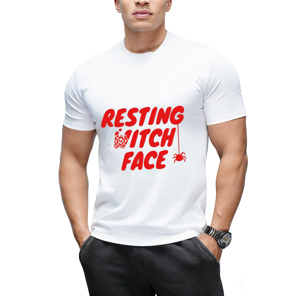 Resting Witch Face Halloween Graphic T-Shirt