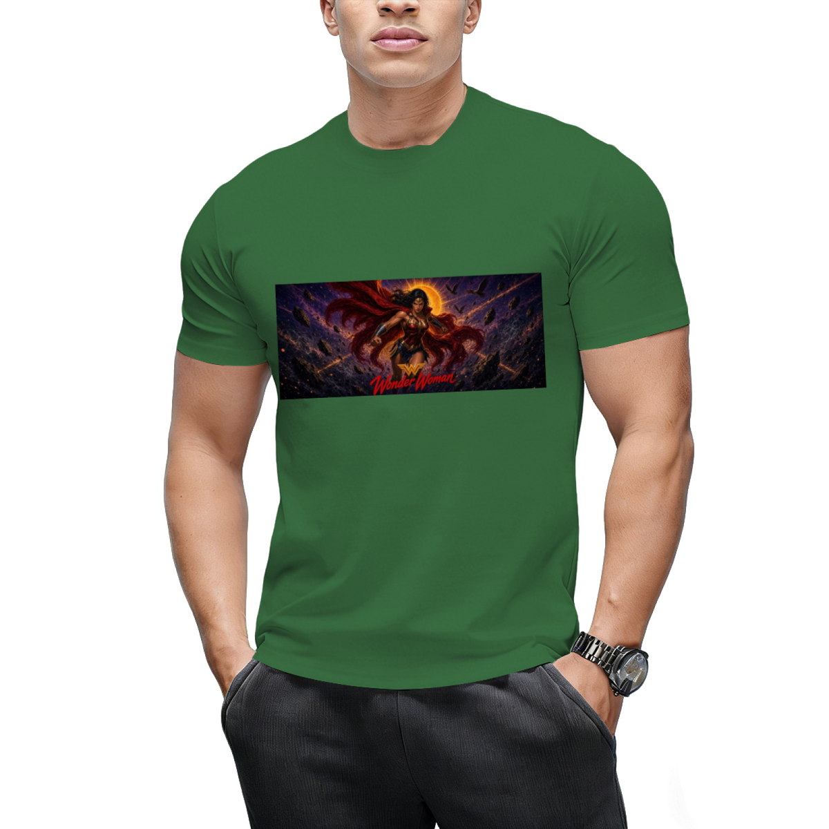 Personalized Wonder Woman Horizontal Tee - Retro Art