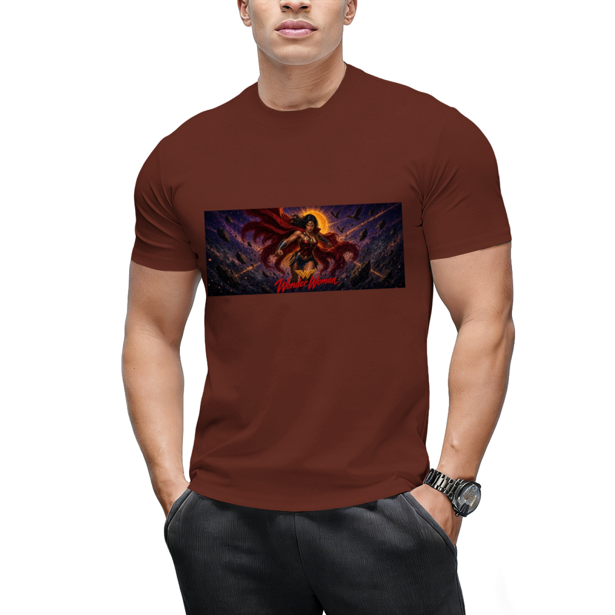 Personalized Wonder Woman Horizontal Tee - Retro Art