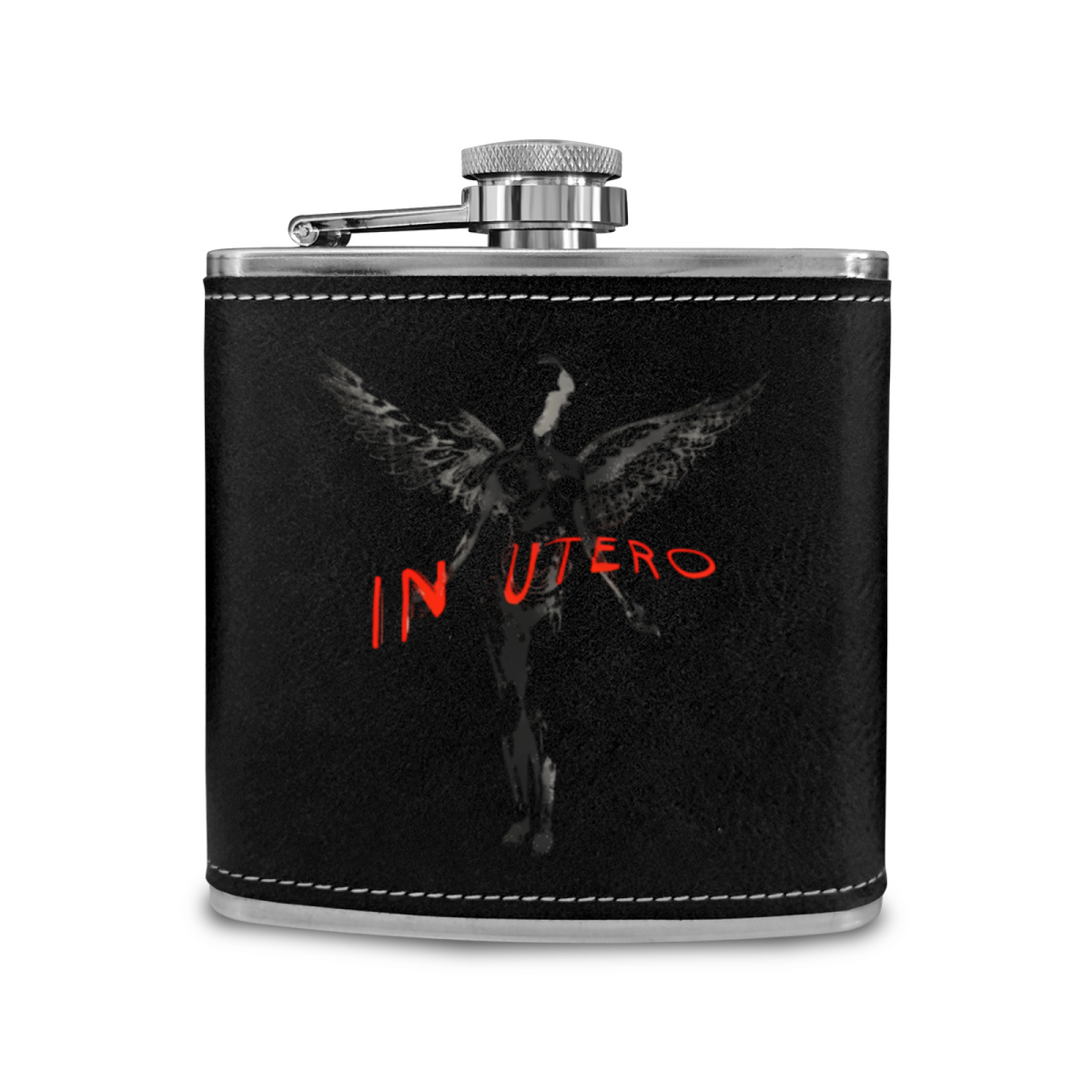 Nirvana In Utero Longform 6oz vintage-style stainless steel hip flask product image